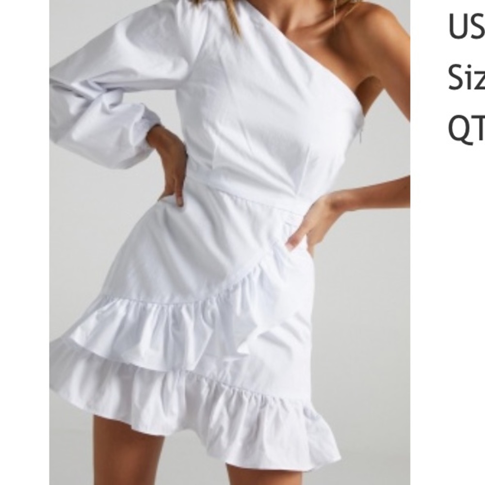 One shoulder white dress